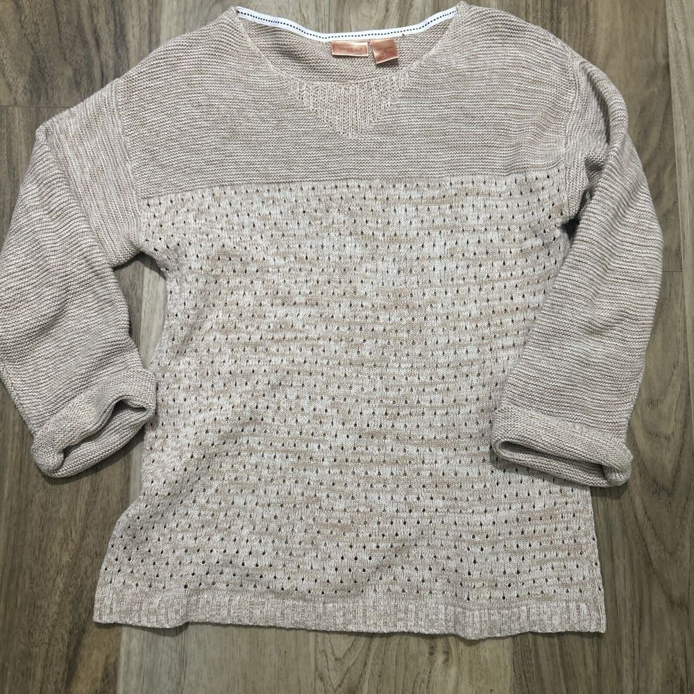 NorthCrest Classics Sweater Womens M 10-12 Pullover Long‎ Sleeve Tan